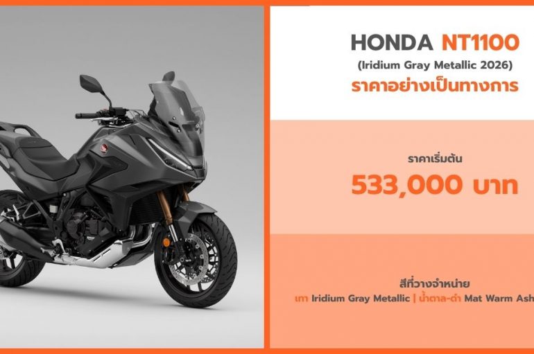 ฮอนด้าบิ๊กไบค์ เปิดตัว‘New Honda NT1100’สปอร์ตทัวร์ริงพรีเมียม พร้อมเฉดสีใหม่ ‘Iridium Gray Metallic’ให้ทุกการเดินทางไกลเหนือระดับยิ่งขึ้น